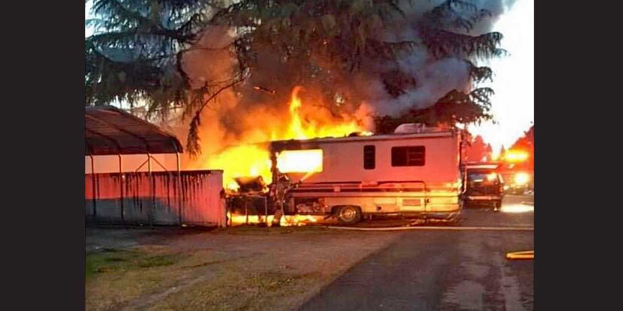 Loud explosion, smoke cause by RV fire Tuesday morning
