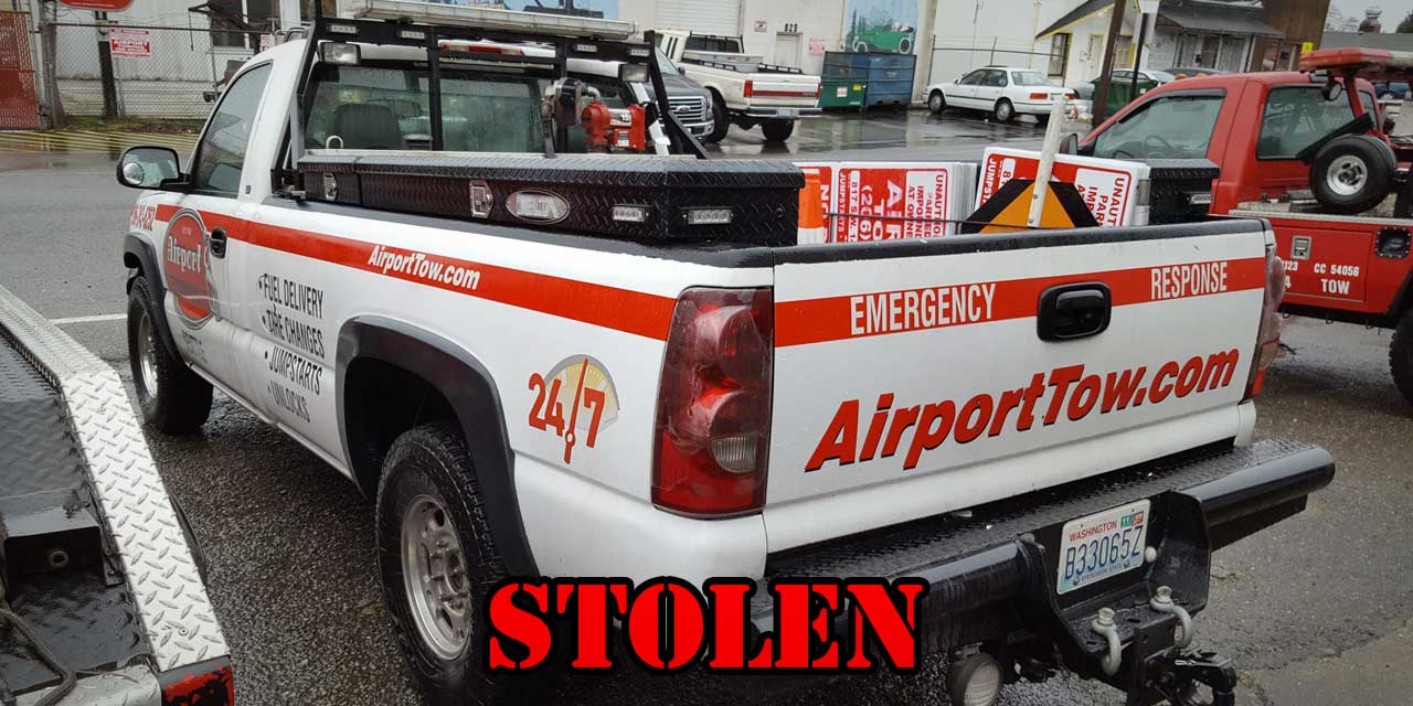 STOLEN: Have you seen this pickup truck? It was stolen from Burien/Airport Towing Sunday night