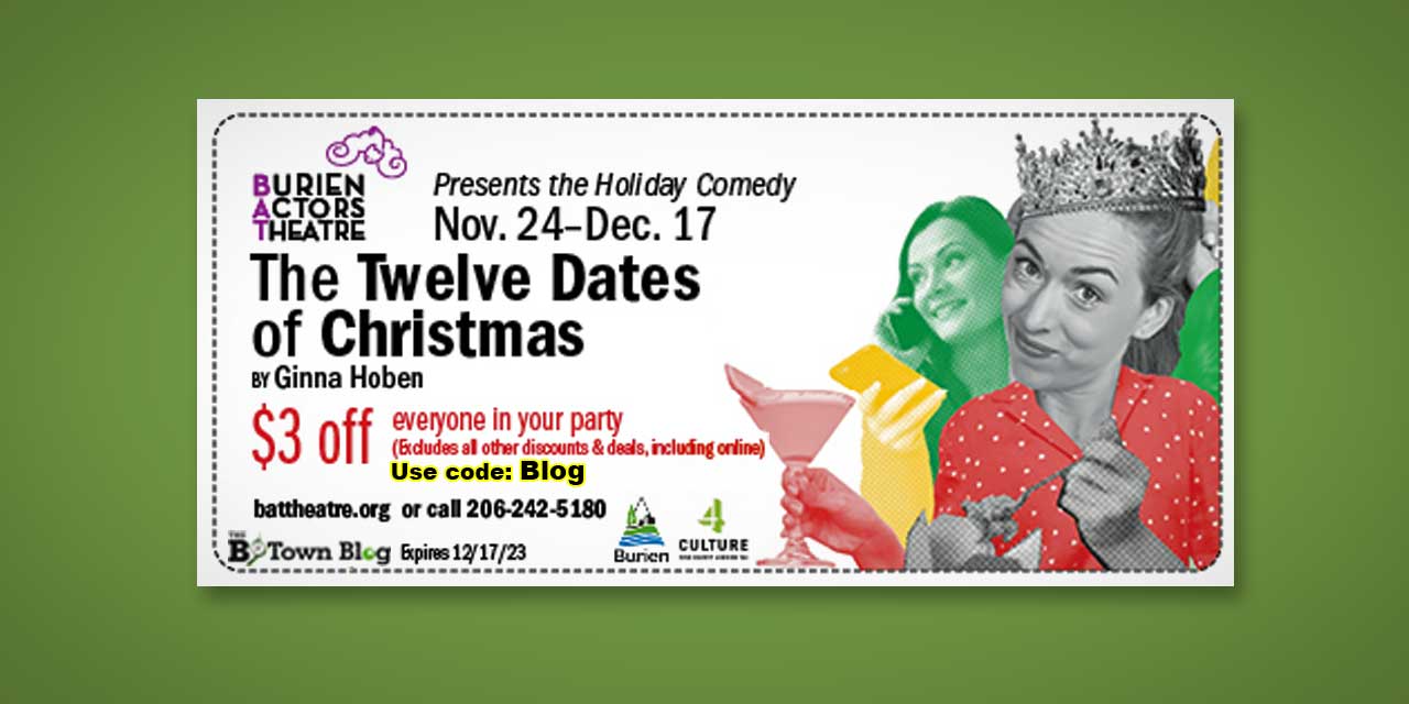 REMINDER: Final chance to save $3 off to see BAT Theatre’s ‘The Twelve Dates of Christmas,’ which ends this weekend