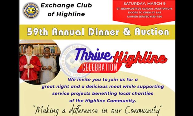 Exchange Club of Highline’s fundraiser dinner will be Saturday, Mar. 9
