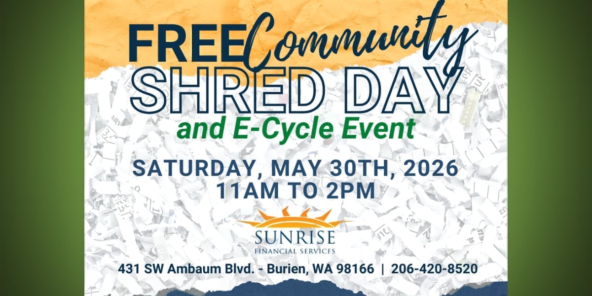 REMINDER: Free Shred Day and E-Cycle Event returning to Burien this Saturday, May 30